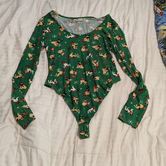 Planet Gold Tops - Festive Pets Christmas bodysuit size Medium